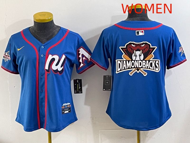 Women 2025 Arizona Diamondback Blank Blue All star Nike MLB Jersey style 02->women mlb jersey->Women Jersey